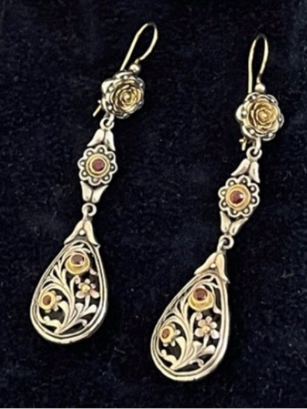 *Price Firm* Konstantino Sterling Silver, Genuine Gold & Garnet Earrings - NWOT